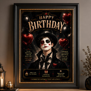Elegant Pierrot Black and White Poster