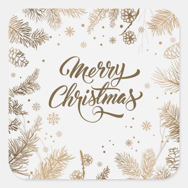 Elégant Pin Feuilles & Cones vacances | Sticker (Devant)