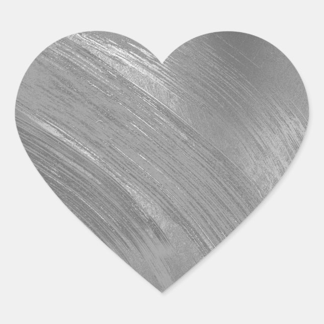 Élégant pinceau d'argent Strokes Coeur Sticker (Devant)