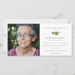 Elegant Pine Branch Photo Memorial Service Card