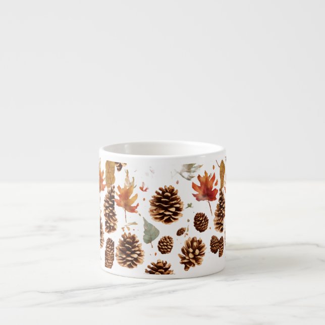 Elegant Pine Cone Espresso Mug– Celebrating Nature Espresso Cup (Front)