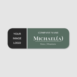 Elegant Pine Green And Black: Unique Business LOGO Name Tag