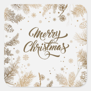 Elegant Pine Leaves & Cones Holiday   Sticker