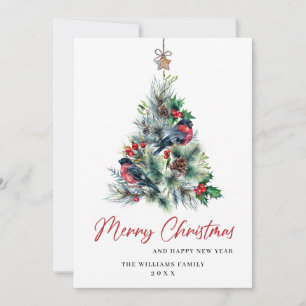 Elegant Pine Tree Christmas 3 PHOTO Greeting Holiday Card