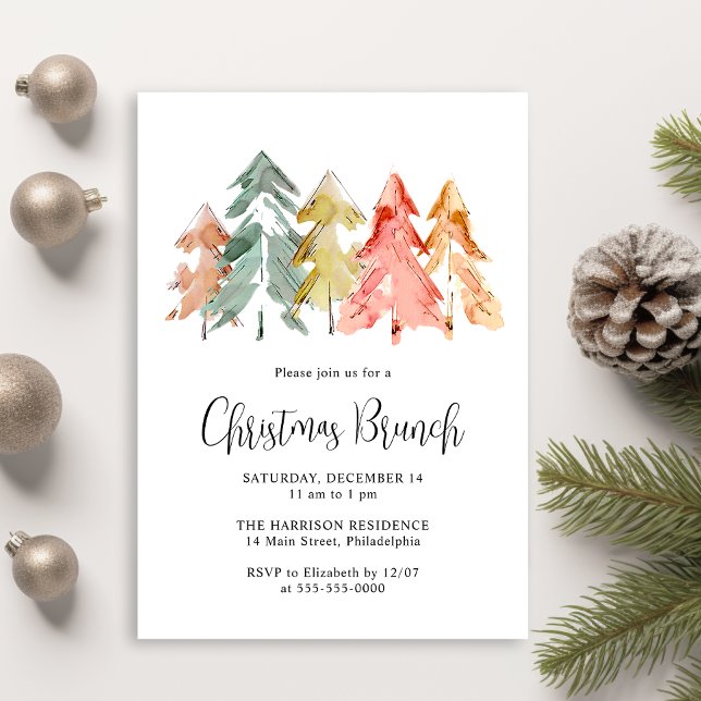 Elegant Pine Tree Christmas Brunch Invitation (Creator Uploaded)
