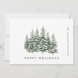 Elegant Pine Tree Christmas Company Greeting Holiday Card