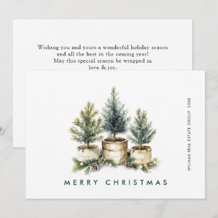Elegant Pine Tree Christmas Company Greeting Holiday Card