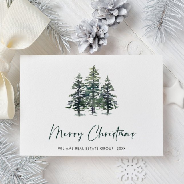 Elegant Pine Tree Christmas Company Greeting Holiday Card (Creator Uploaded)