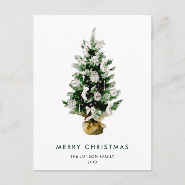 Elegant Pine Tree Christmas Company Greeting Postcard (Front)