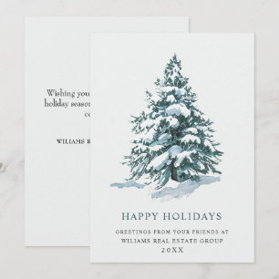 Elegant Pine Tree Christmas Corporate Greeting Holiday Card
