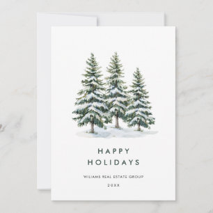 Elegant Pine Tree Christmas Corporate Greeting Holiday Card