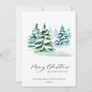 Elegant Pine Tree Christmas Corporate Greeting Holiday Card