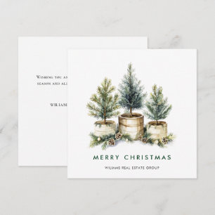 Elegant Pine Tree Christmas Corporate Greeting Holiday Card