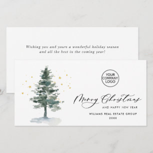 Elegant Pine Tree Christmas Corporate Greeting Holiday Card