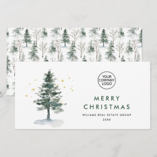 Elegant Pine Tree Christmas Corporate Greeting Holiday Card