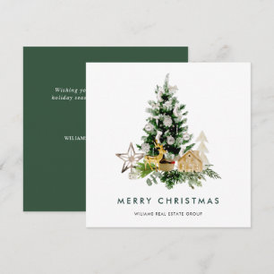 Elegant Pine Tree Christmas Corporate Greeting Holiday Card