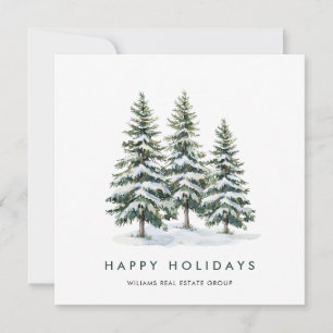 Elegant Pine Tree Christmas Corporate Greeting Holiday Card