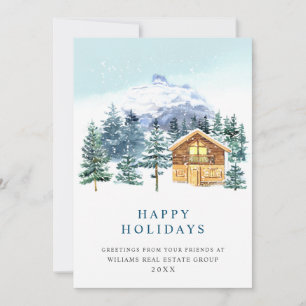 Elegant Pine Tree Christmas Corporate Greeting Holiday Card