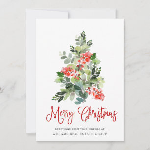 Elegant Pine Tree Christmas Corporate Greeting Holiday Card