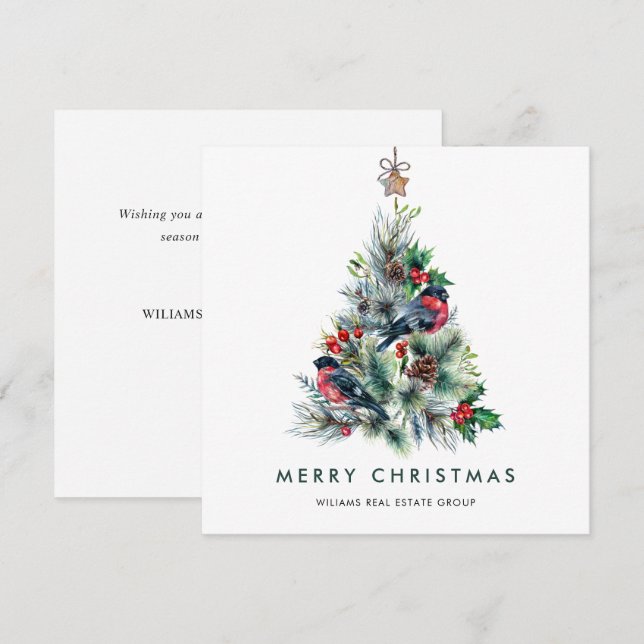 Elegant Pine Tree Christmas Corporate Greeting Holiday Card (Front/Back)