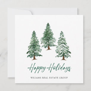 Elegant Pine Tree Christmas Corporate Greeting Holiday Card