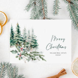 Elegant Pine Tree Christmas Corporate Greeting Holiday Card