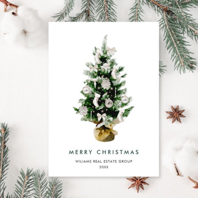 Elegant Pine Tree Christmas Corporate Greeting Holiday Card (Creator Uploaded)
