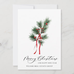Elegant Pine Tree Christmas Corporate Greeting Holiday Card