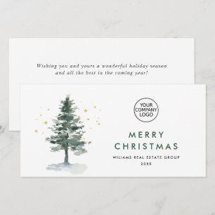 Elegant Pine Tree Christmas Corporate Greeting Holiday Card