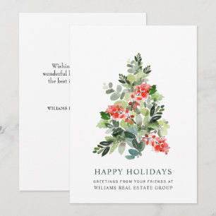 Elegant Pine Tree Christmas Corporate Greeting Holiday Card