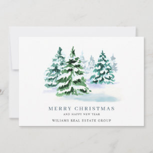 Elegant Pine Tree Christmas Corporate Greeting Holiday Card