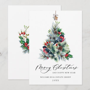 Elegant Pine Tree Christmas Corporate Greeting Holiday Card