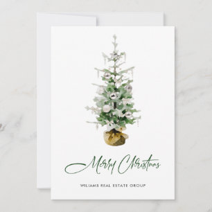 Elegant Pine Tree Christmas Corporate Greeting Holiday Card