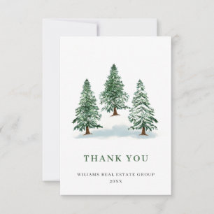 Elegant Pine Tree Christmas Corporate Holiday Thank You Card