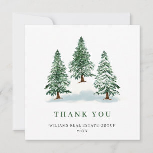 Elegant Pine Tree Christmas Corporate Holiday Thank You Card