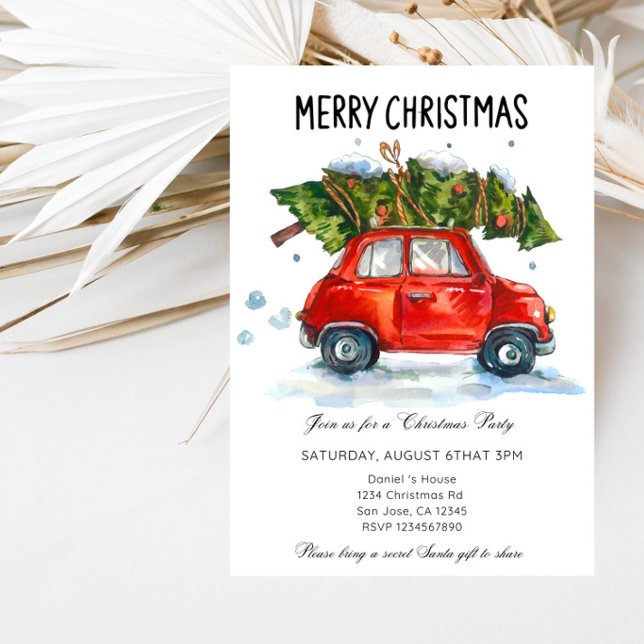 Elegant Pine Tree Christmas Party Invitation (Creator Uploaded)