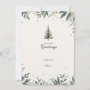 Elegant Pine Tree & Foliage Seasons Greetings Invi Invitation