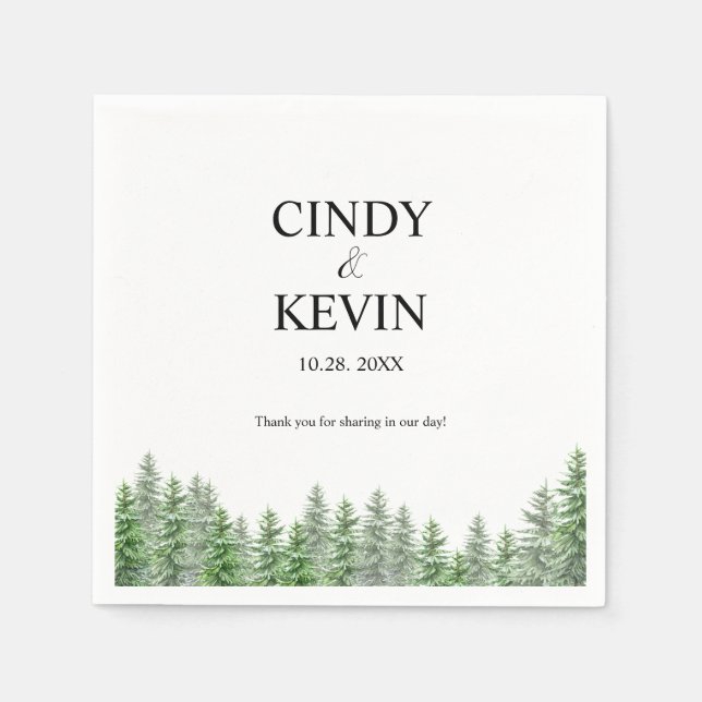 Elegant Pine Tree Forest Wedding Paper Napkin (Front)