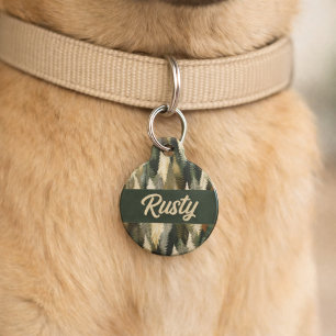 Elegant Pine Tree Pattern Rustic Forest Pet Tag