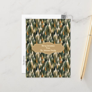 Elegant Pine Tree Pattern   Rustic Forest Postcard