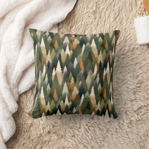 Elegant Pine Tree Pattern   Rustic Forest Throw Pillow