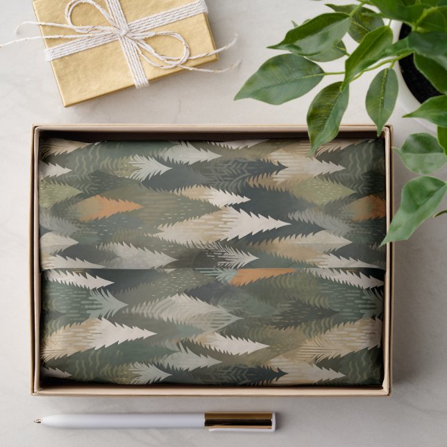Elegant Pine Tree Pattern | Rustic Forest Tissue Paper (Gift)
