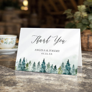 Elegant Pine Trees Forest Thank You Card