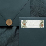 Elegant Pine Wreath and Greenery | Christmas<br><div class="desc">These stunning holiday return address labels feature a Christmas wreath border with elegant botanical greenery foliage,  and pine cones with festive white flowers. A subtle,  sage green watercolor splash decorates the centre of the wreath.</div>