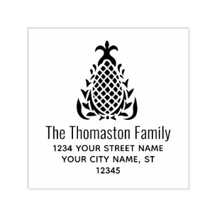 Elegant Pineapple #10B Custom Name Return Address Self-inking Stamp
