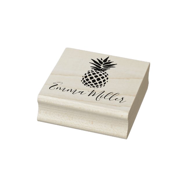 Elegant Pineapple Custom Name Signature Rubber Stamp (Stamp)