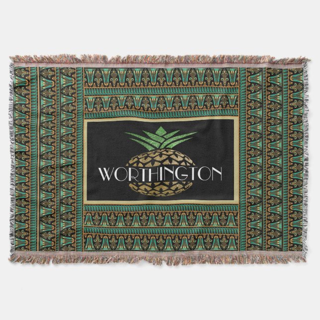 Elegant Pineapple Customized Throw Blanket (Front)
