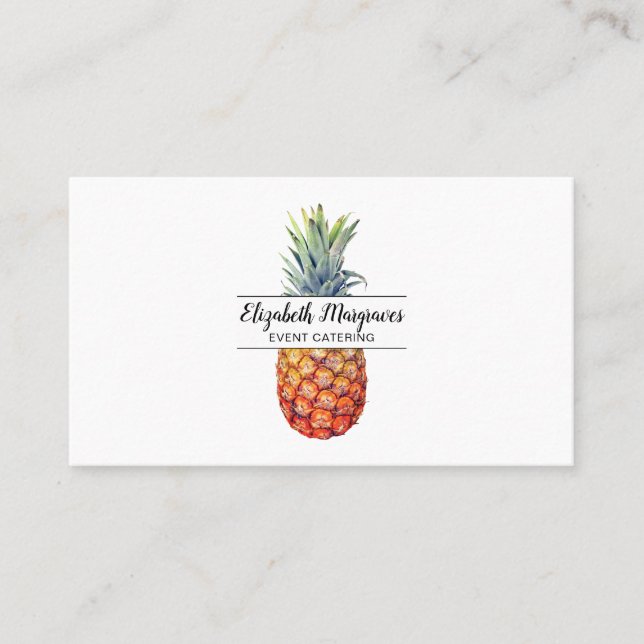 Elegant Pineapple Event Caterer Business Card (Front)