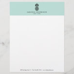 Elegant Pineapple Luxury Boutique Mint Letterhead<br><div class="desc">Coordinates with the Elegant Pineapple Luxury Boutique Mint Business Card Template by 1201AM. A timeless and elegant logo of a pineapple is styled with your name or business name on this classic letterhead template. The pineapple design is perfect for hospitality, real estate agents, interior designers, boutiques and more. This design...</div>