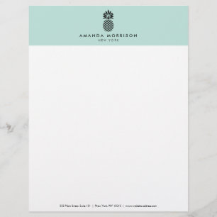 Elegant Pineapple Luxury Boutique Mint Letterhead